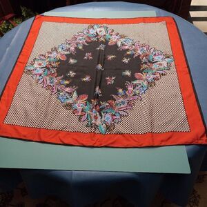 Diamond Floral Scarf with Red border